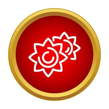 Stylized suns icon on red circle background Illustrazione stock