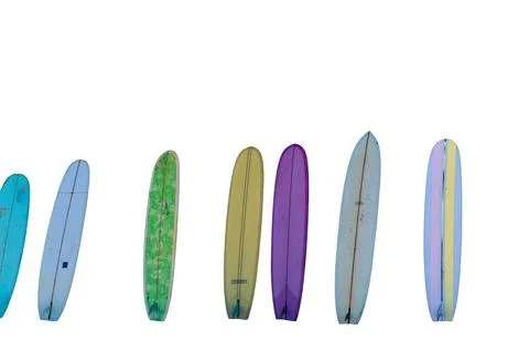 Stylized surfboard lineup in assorted vibrant colors Stock Illustration