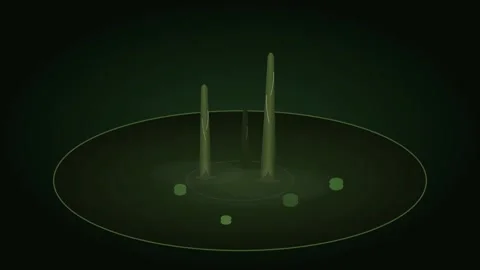 Stylized Swamp Ecosystem Icon with Flared Cypress Trees and Murky Water Rippl Stock-Footage 346202204