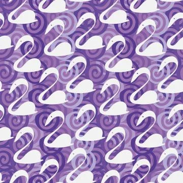 Stylized swans silhouettes seamless vector pattern Stock Illustration