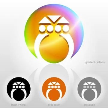 Stylized symbol of ring with gemstone Stock Illustration