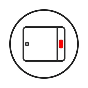 Stylized tablet device icon within a circular frame displays modern simplic.. 스톡 일러스트