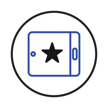 Stylized tablet icon within a circle showcases digital favorite concept and.. Illustrazione stock