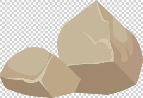 Stylized tan low-poly vector rocks are floating against transparent background, Stock Illustration