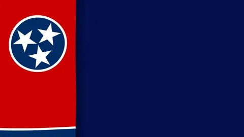 Stylized Tennessee State Flag Animation with Tri Star Emblem and Blue Backg.. Stock Footage 346037100