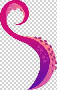 Stylized tentacle is spiraling in flat gradient design showing suction cups, Illustrazione stock