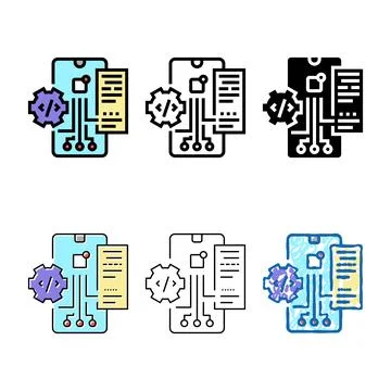 Stylized testing application color icon vector Illustrazione stock
