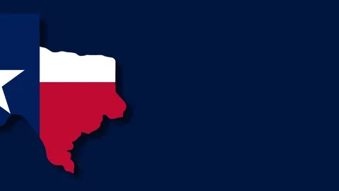 Stylized Texas Map Flag Animation on Dark Blue Background. Stock Footage 342018698
