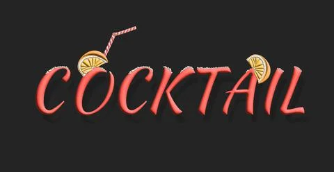 Stylized text COCKTAIL. Stylish design for a brand, label or advertisement Stock Illustration