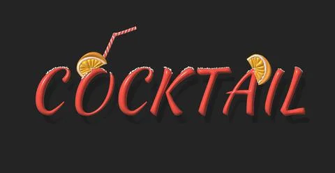 Stylized text COCKTAIL. Stylish design for a brand, label or advertisement -  Stock Illustration