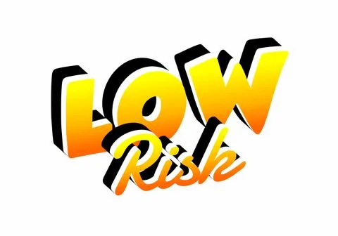 Stylized text design featuring the words Low Risk in a bold, vibrant gradie.. Stock Illustration