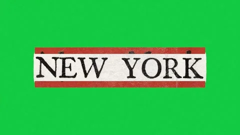 Stylized Text Displaying New York Against Vibrant Green screen Background Stock Footage 303256930