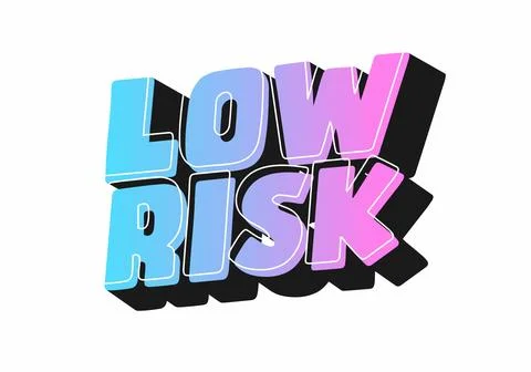 Stylized text graphic displaying the words Low Risk in a colorful, modern f.. 库存插图