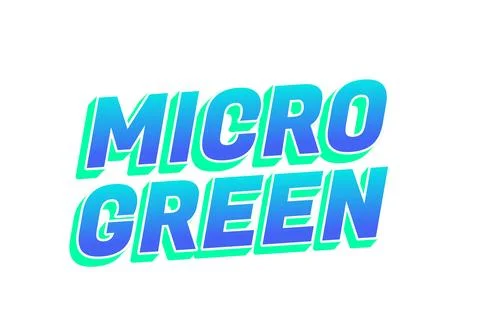 Stylized text graphic featuring the words MICRO GREEN in a vibrant blue and.. Stock Illustration