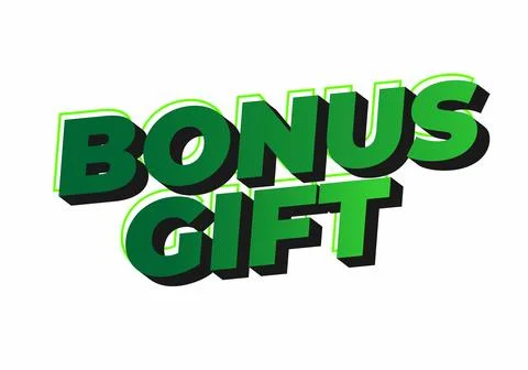 Stylized text graphic featuring the words BONUS GIFT in bold, green colors Stock Illustration