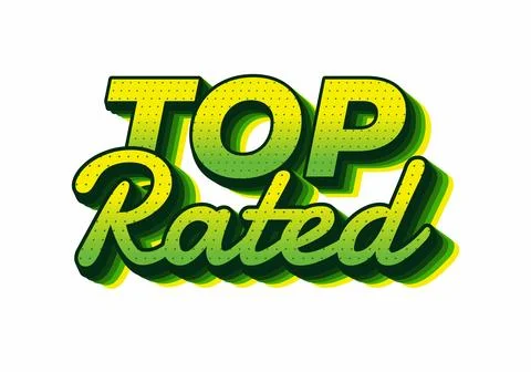 Stylized text graphic featuring the words Top Rated in green shades with sh.. Stock Illustration