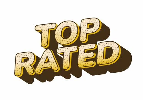A stylized text graphic featuring the words TOP RATED in bold, yellow lette.. Stockillustratie