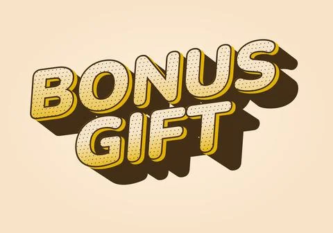 Stylized text reading Bonus Gift with a shadow effect, featuring a playful .. Stock Illustration