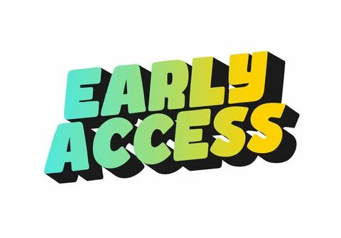 Stylized text reading early access in gradient colors with shadow effect Illustrazione stock