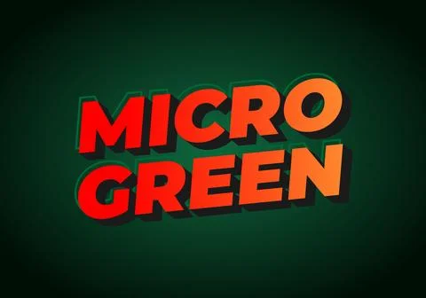 Stylized text reading MICRO GREEN in bold, colorful typography against a da.. Illustrazione stock
