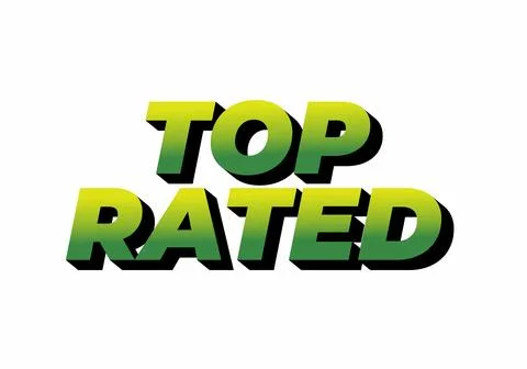Stylized text reading top rated in green gradient with shadow effect Stock Illustration