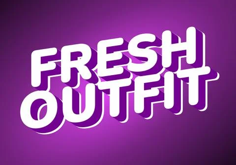 Stylized text saying fresh outfit on purple background Stockillustratie