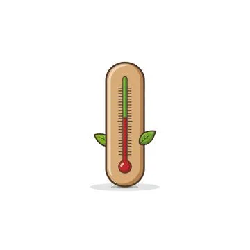 Stylized thermometer with subtle leafy elements depicting climate awareness.. Illustrazione stock