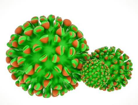 Stylized three-dimensional model of the virus on a white background. coronavi Illustrazione stock