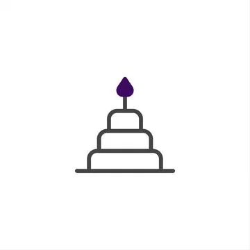 Stylized tiered structure with a singular flame, reflecting simplicity and .. Illustrazione stock