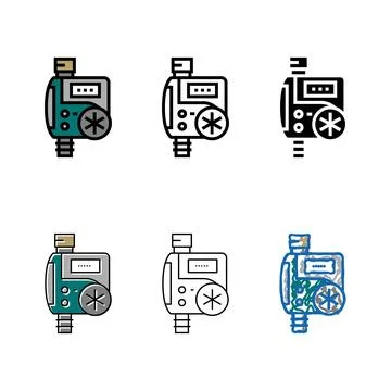 Stylized timer drip water irrigation color icon vector Stock Illustration