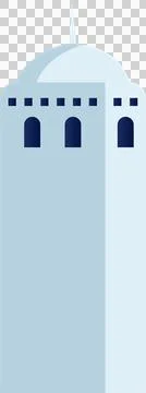 Stylized tower is featuring flat design dome, spire, arched window rows on Stock Illustration