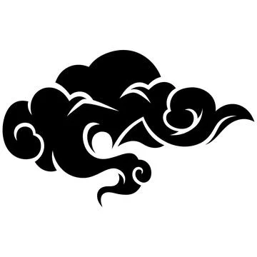 Stylized traditional Asian cloud vector graphic illustration featuring a de.. Stock Illustration
