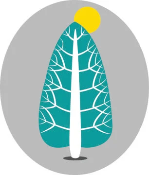 Stylized tree and the sun Stock Illustration