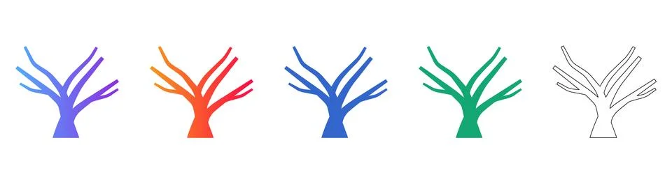 Stylized Tree Branch Vector Icon Set icon set Illustrazione stock
