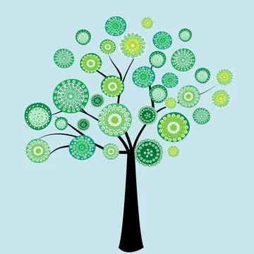 Stylized tree with circular ornaments Stock Illustration