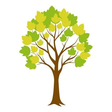 Stylized tree with green and yellow leaves Ilustración de archivo