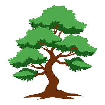 Stylized Tree Illustration with Green Canopy and Trunk Ilustración de archivo