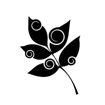 A stylized tree leaf. Vector illustration of a hand-drawn plant with lines. Illustrazione stock