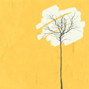 Stylized tree. retro background. vector 库存插图