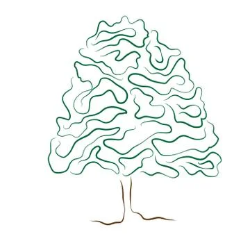 Stylized tree silhouette isolated on white background Stock Illustration