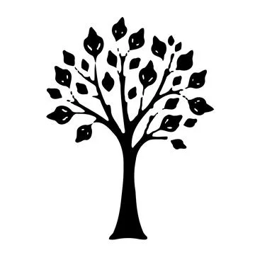 Stylized Tree Silhouette Isolated on White Stockillustratie