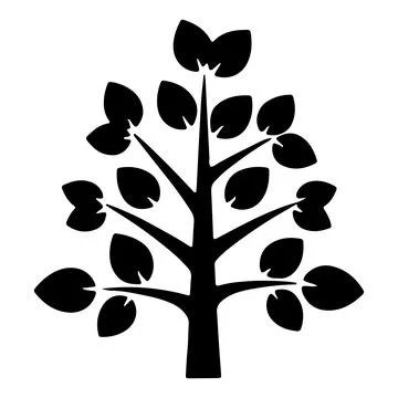 Stylized tree silhouette on white background offering minimalist appeal des.. Stock Illustration