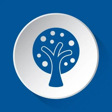Stylized tree - simple blue icon on white button Stock Illustration