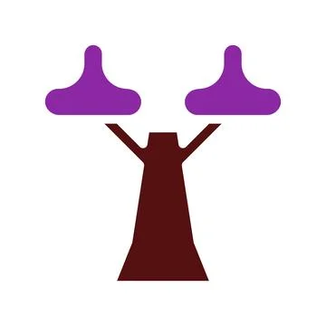 Stylized Tree Symbol with Purple Canopy Shape Stock Illustration