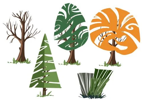 Stylized trees on the planet, world environment day Stock Illustration