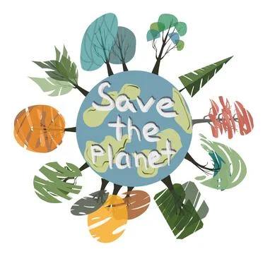 Stylized trees on the planet, world environment day Stock Photos