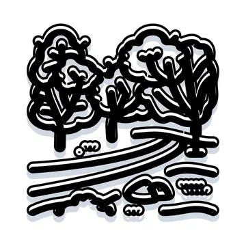 Stylized trees with road in outdoor environment illustration Stock Illustration