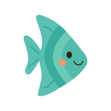 Stylized triangle-shaped teal fish with expressive eye, great for graphic Stock Illustration