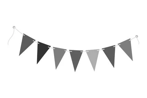 Stylized Triangular Pennant garland on string in grayscale Black Day decorative Stock Illustration