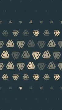 Stylized triangular recycling symbols repeat in beige and gray across a dee.. Illustrazione stock